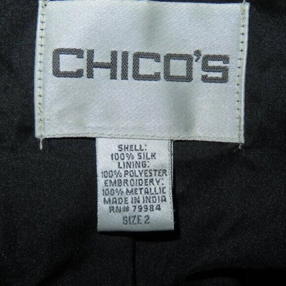Chico's Vintage Hand Beaded Sequined Gold & Black Metallic Jacket chico 2 US 12 - Picture 9 of 9